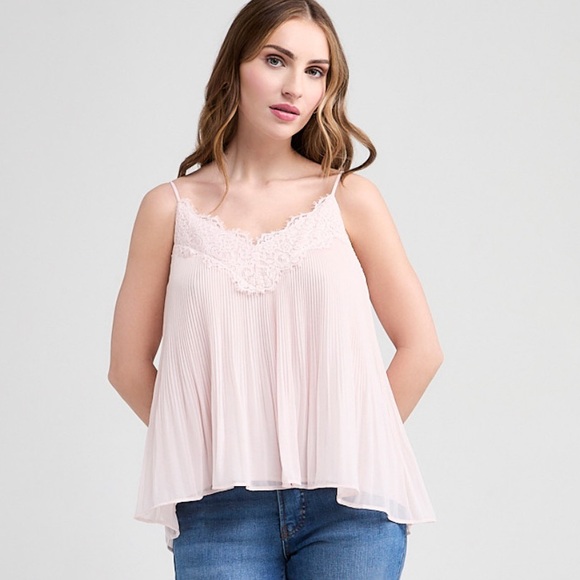 Ricki's Tops - Pleated lace trim cami